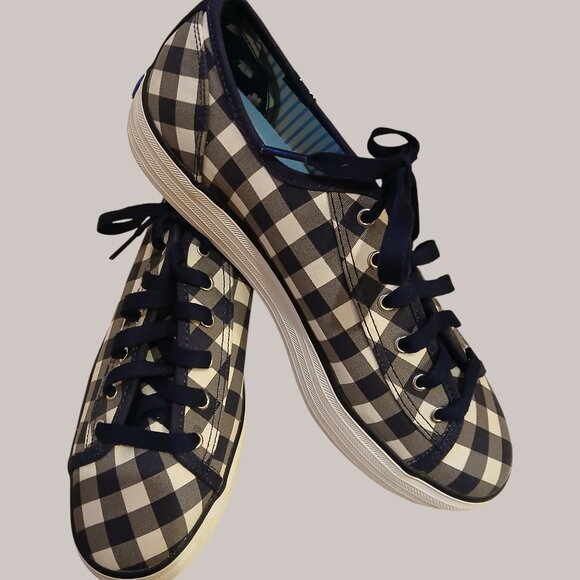 KEDS Navy & White Plaid Sneakers Size 8M - Picture 1 of 6